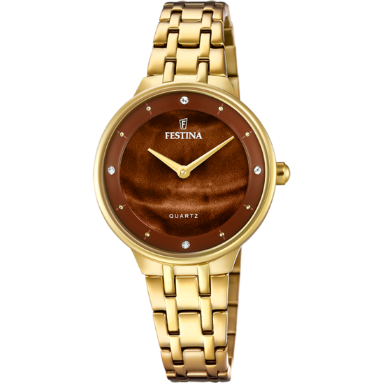 FESTINA LADIES BROWN DIAL GOLD B/LET WATCH
