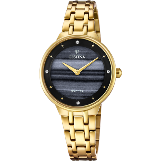 FESTINA LADIES BLACK DIAL GOLD B/LET WATCH