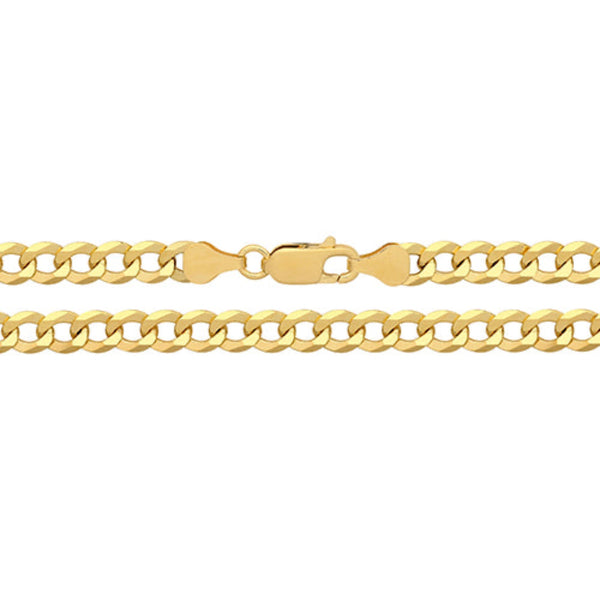 Flat Curb Gents Chain 7" - silver gold plated