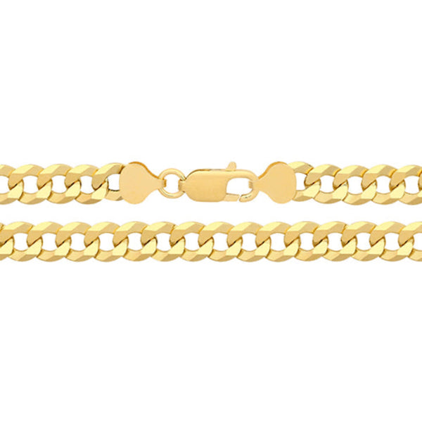 7" Flat Curb Gents Chain - Silver Gold Plated