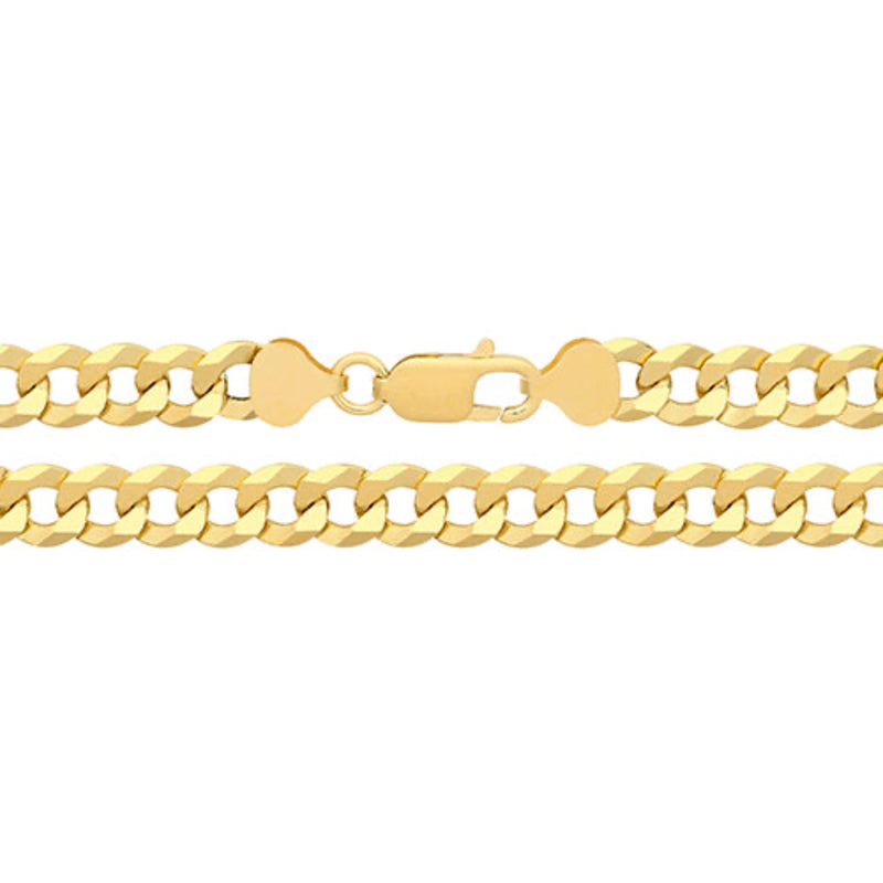 7" Flat Curb Gents Chain - Silver Gold Plated