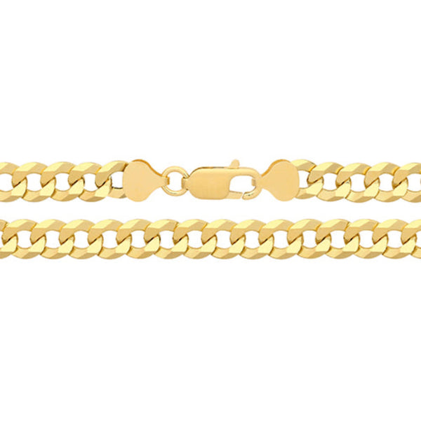 Flat Curb Gents Chain 7" - silver gold plated