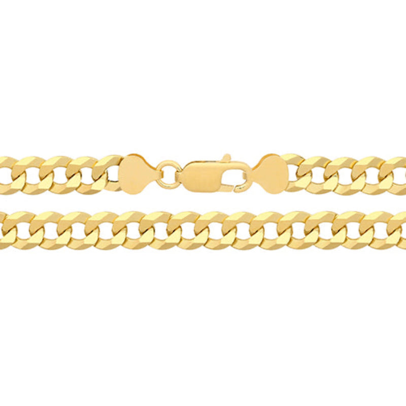 Flat Curb Gents Chain 7" - silver gold plated