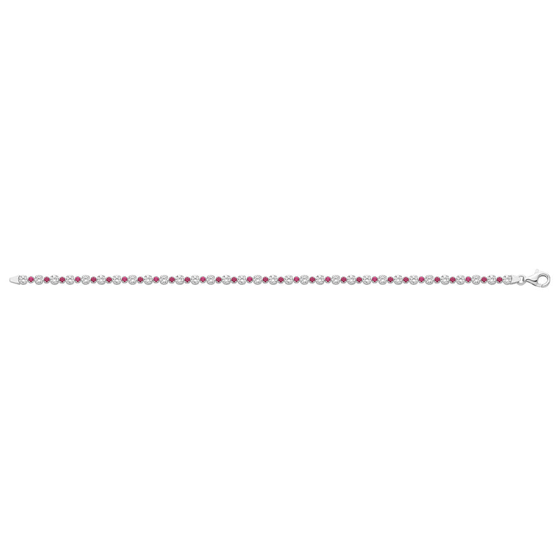 Tennis Bracelet CZ Red Ruby - Sterling Silver