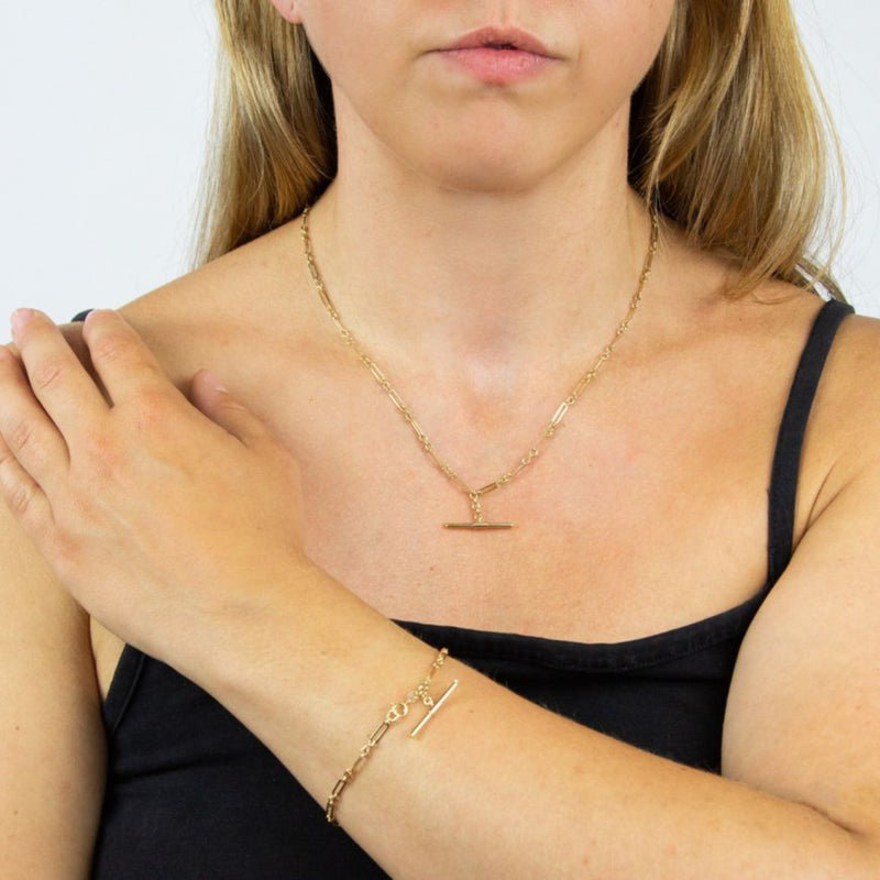 9ct Yellow Gold T-Bar Chain Bracelet