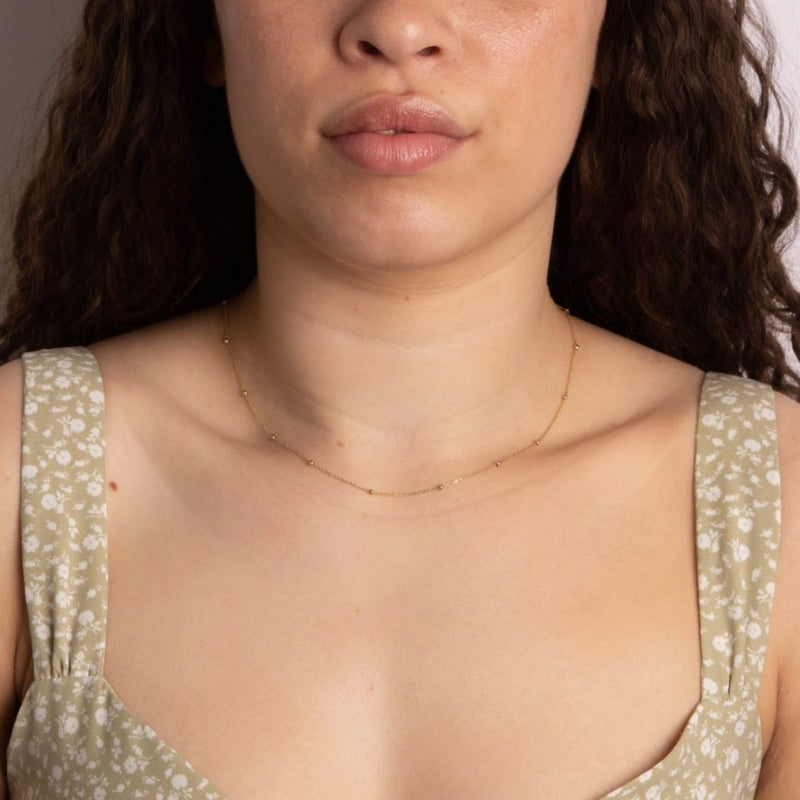9ct Yellow Gold Fine Ball Station Necklace