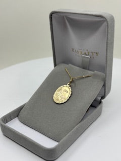 Double Sided Oval Shaped St. Christopher Medal - 9ct Gold