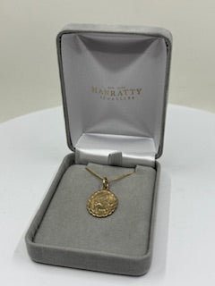 Double Sided Oval Shaped St. Christopher Medal - 9ct Gold