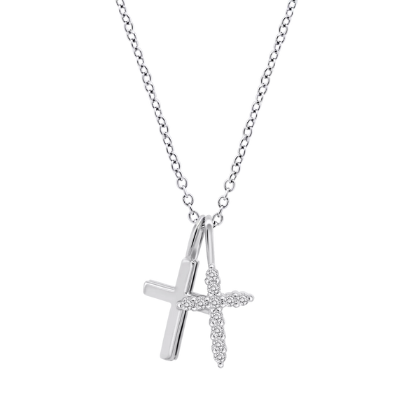Double Cross Necklace - Sterling Silver