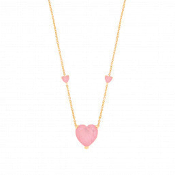 Pink Heart Necklace - Silver Gold Plated