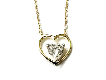 Heart CZ Necklace - 9ct Yellow Gold