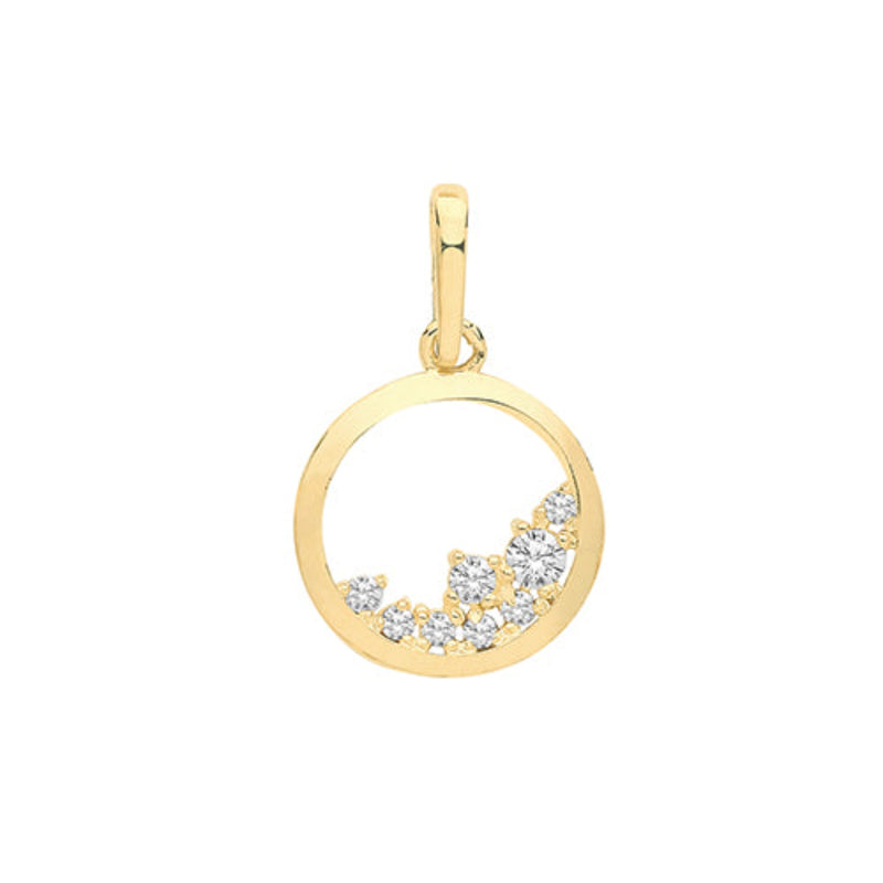 CZ Circle Charm pendant - 9ct Gold