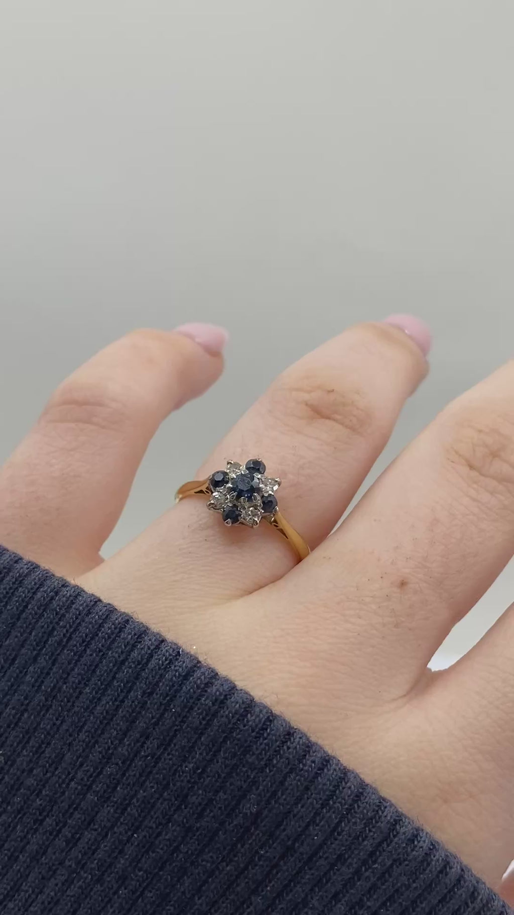 Sapphire & Diamond Cluster Ring - 18ct Gold