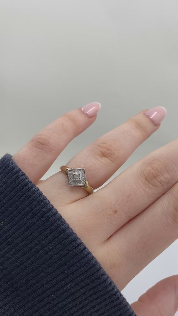 Square Shaped Ring - 9ct Yellow Gold