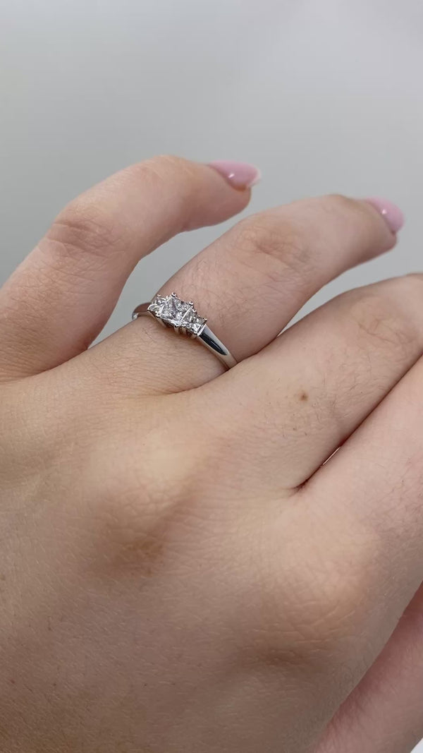 Princess Cut Trilogy Diamond Ring - Platinum