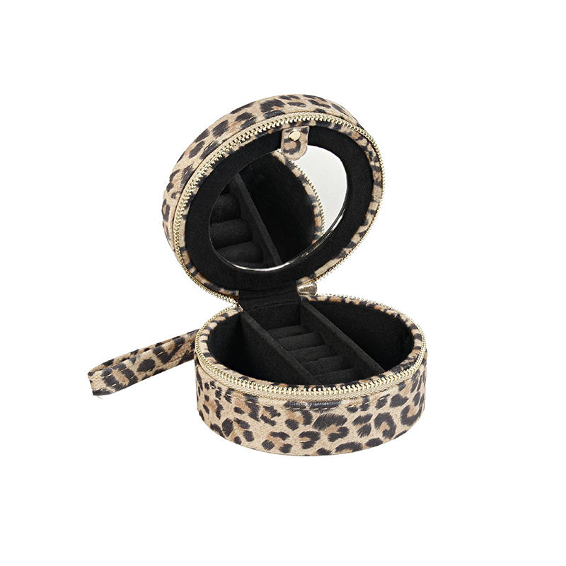 Round Jewellery Box With Brown And Black Cheetah Finish