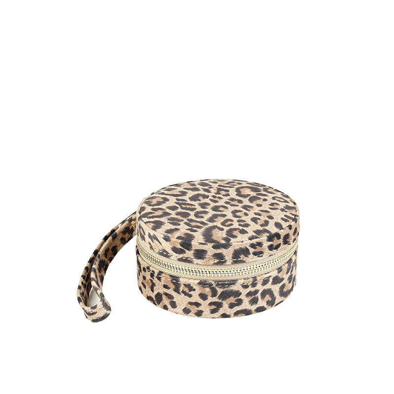 Round Jewellery Box With Brown And Black Cheetah Finish