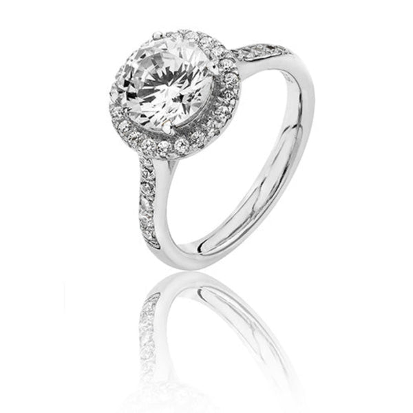 Halo Style Ring - Silver Rhodium