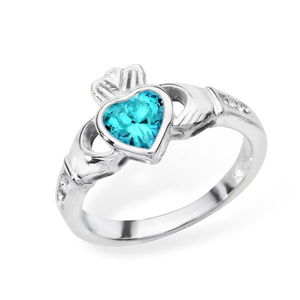 December Birthstone Claddagh Ring - STERLING SILVER - Hanratty Jewellers
