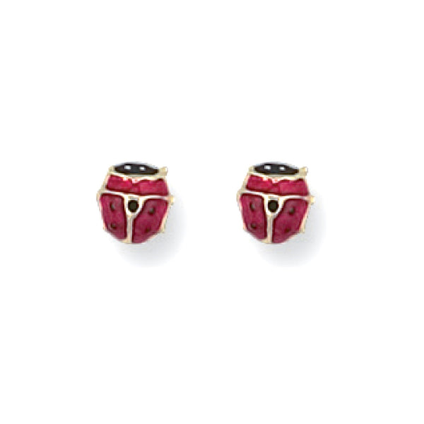 Enamelled Ladybird Studs - 9ct Yellow Gold - Hanratty Jewellers