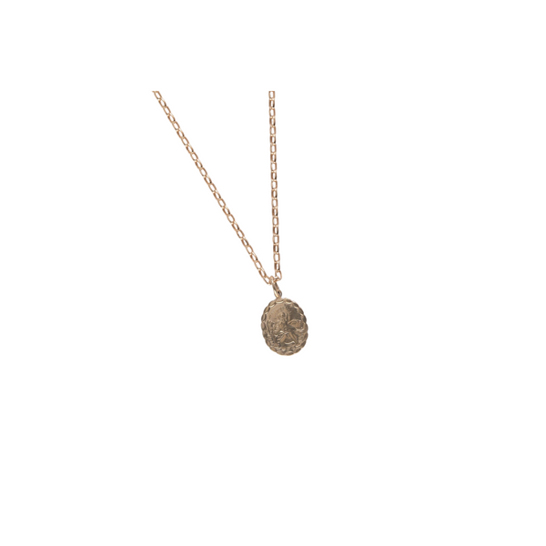 Double Sided Oval Shaped St. Christopher Necklace - 9ct Yellow Gold