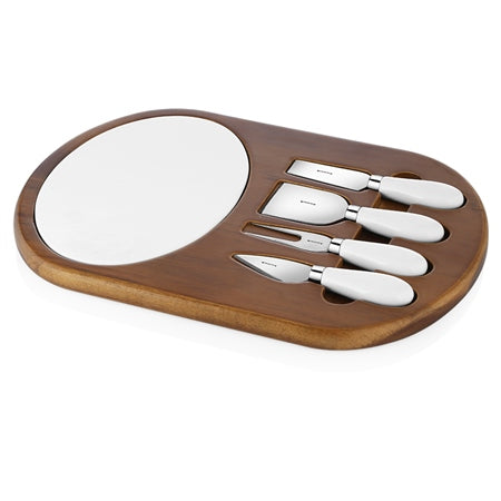 Ceramic & Wood Cheese Board Set