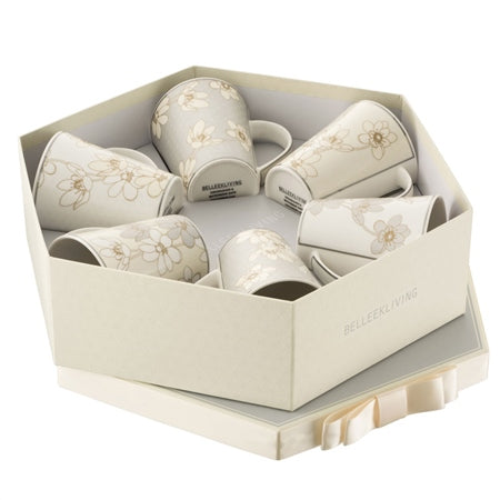 Belleek Six Mugs Set - Bay Flowers